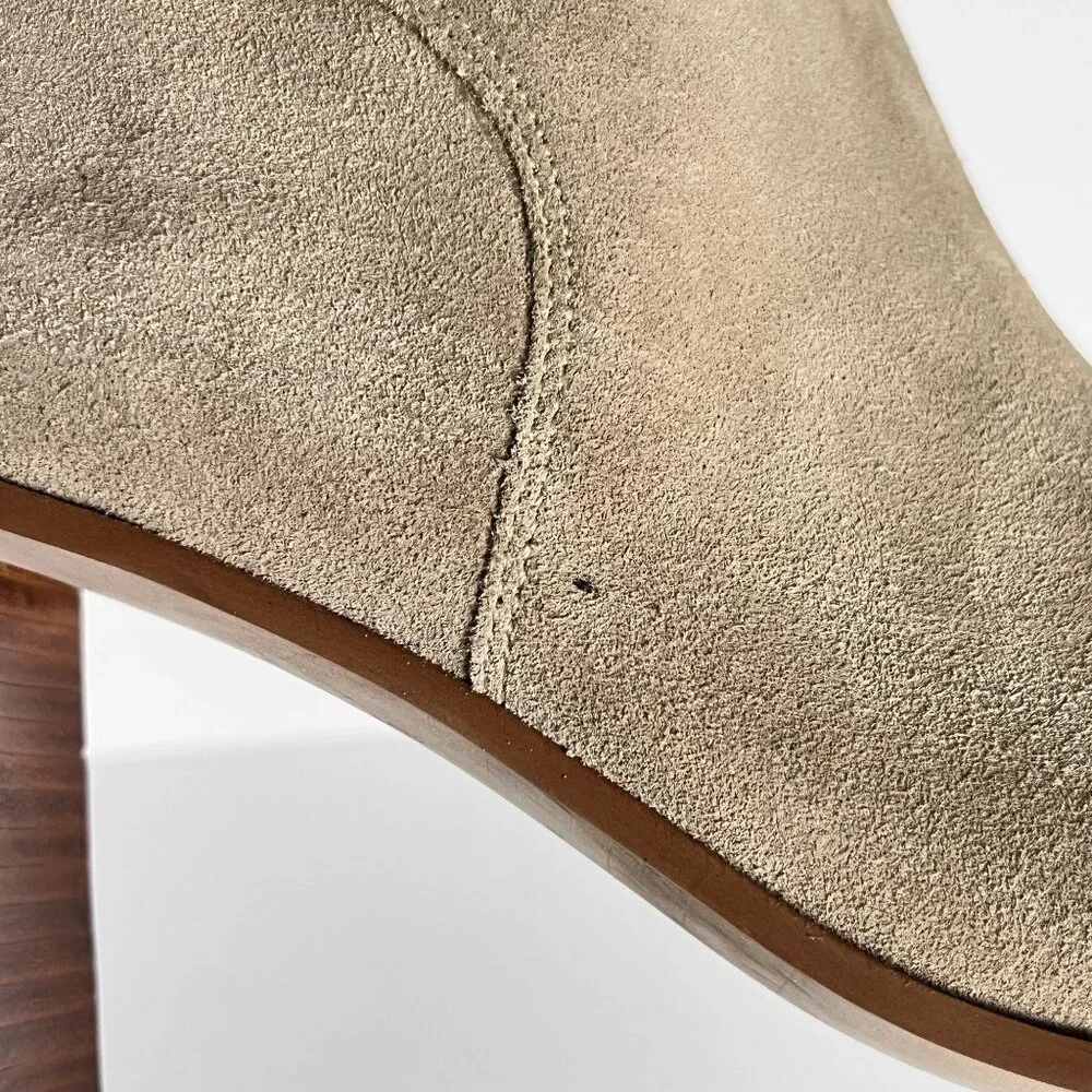 NEW Coach Olivia bootie Suede Block Stacked Heel Tan Zip Ankle Charm 10 - Picture 2 of 12